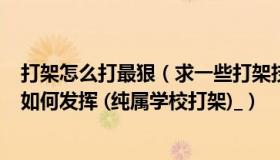 打架怎么打最狠（求一些打架技巧 怎么打 怎么下手狠 气势如何发挥 (纯属学校打架)_）