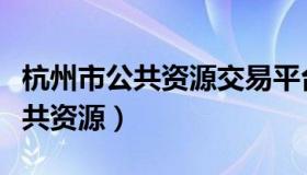 杭州市公共资源交易平台业务办理（杭州市公共资源）