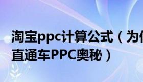 淘宝ppc计算公式（为你揭秘鲜为人知的淘宝直通车PPC奥秘）