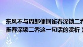 东风不与周郎便铜雀春深锁二乔的赏析（东风不与周郎便铜雀春深锁二乔这一句话的赏析）