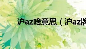 沪az啥意思（沪az牌照是什么意思）