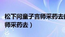 松下问童子言师采药去的意思（松下问童子言师采药去）