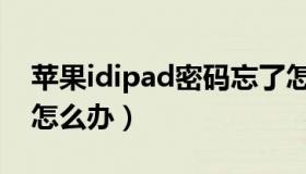 苹果idipad密码忘了怎么办（ipad密码忘了怎么办）