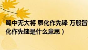 蜀中无大将 廖化作先锋 万般皆苦 唯有自渡!（蜀中无大将廖化作先锋是什么意思）