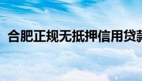 合肥正规无抵押信用贷款（合肥哪里有贷款