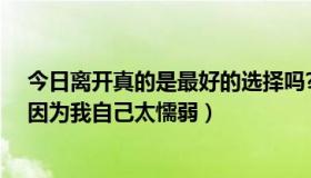 今日离开真的是最好的选择吗?（离开是正确的快乐，还是因为我自己太懦弱）