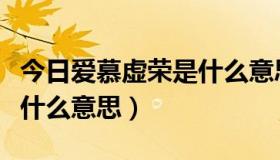 今日爱慕虚荣是什么意思怎解释（爱慕虚荣是什么意思）