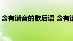 含有谐音的歇后语 含有谐音的歇后语100条）