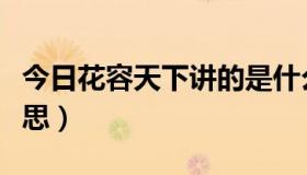 今日花容天下讲的是什么（花容天下是什么意思）