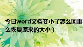 今日word文档变小了怎么回事（word文档突然变小了，怎么恢复原来的大小）