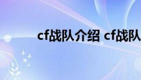 cf战队介绍 cf战队介绍25字以上