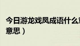 今日游龙戏凤成语什么意思（游龙戏凤是什么意思）