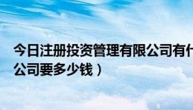 今日注册投资管理有限公司有什么好处（注册一个投资管理公司要多少钱）