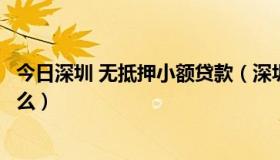 今日深圳 无抵押小额贷款（深圳个人无抵押贷款的流程是怎么）