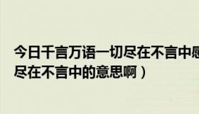 今日千言万语一切尽在不言中感谢的话（谁知道：千言万语尽在不言中的意思啊）