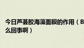 今日芦荟胶海藻面膜的作用（BF的芦荟海藻胶面膜过敏史怎么回事啊）