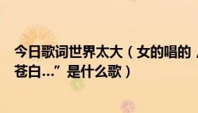 今日歌词世界太大（女的唱的，里面有一句歌词“…世界太苍白…”是什么歌）