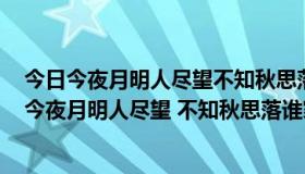 今日今夜月明人尽望不知秋思落谁家是什么节日什么时间（今夜月明人尽望 不知秋思落谁家是什么节日）