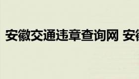 安徽交通违章查询网 安徽交通违章查询系统