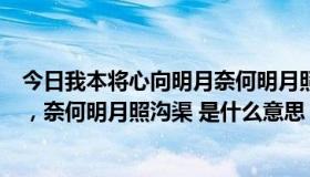 今日我本将心向明月奈何明月照沟渠的意思（我本心向明月，奈何明月照沟渠 是什么意思）