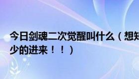 今日剑魂二次觉醒叫什么（想知道剑魂二次觉醒究竟伤害多少的进来！！）