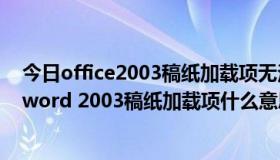 今日office2003稿纸加载项无法删除（Micyosoft office word 2003稿纸加载项什么意思）