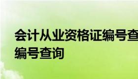 会计从业资格证编号查询 会计从业资格证书编号查询