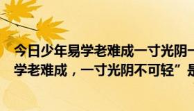 今日少年易学老难成一寸光阴一寸金是什么意思（“少年易学老难成，一寸光阴不可轻”是什么意思）