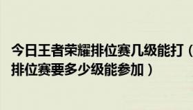 今日王者荣耀排位赛几级能打（王者荣耀排位赛要几个英雄 排位赛要多少级能参加）