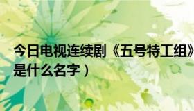 今日电视连续剧《五号特工组》（电视剧五号特工组第一部是什么名字）