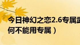 今日神幻之恋2.6专属武器（神幻之恋1.9a为何不能用专属）