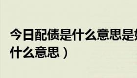 今日配债是什么意思是好事还是坏事（配债是什么意思）