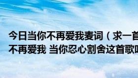 今日当你不再爱我麦词（求一首歌名歌词大概是这样的 当你不再爱我 当你忍心割舍这首歌叫什么名）