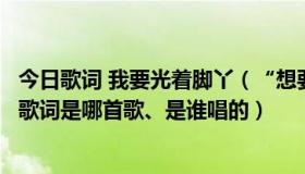 今日歌词 我要光着脚丫（“想要光着脚丫在树上唱歌”这句歌词是哪首歌、是谁唱的）