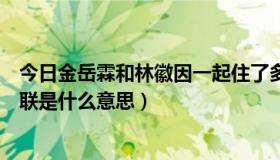 今日金岳霖和林徽因一起住了多少年（金岳霖与林徽因的挽联是什么意思）