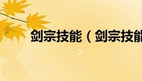 剑宗技能（剑宗技能加点100版本）