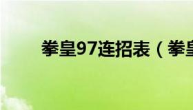 拳皇97连招表（拳皇97连招表图片