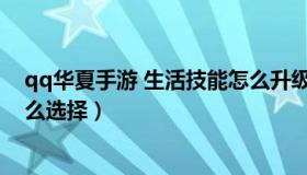 qq华夏手游 生活技能怎么升级攻略（华夏手游生活技能怎么选择）