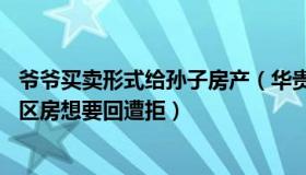 爷爷买卖形式给孙子房产（华贵禅心：爷爷10元卖给孙子学区房想要回遭拒）