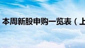 本周新股申购一览表（上周新股申购一览表）