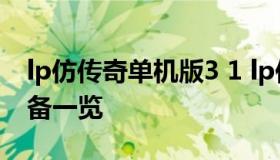 lp仿传奇单机版3 1 lp仿传奇单机版3.051装备一览