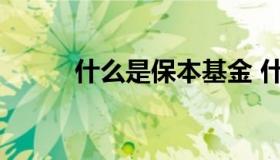 什么是保本基金 什么叫保本基金