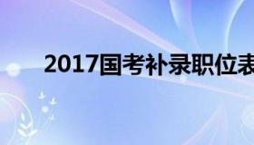 2017国考补录职位表（国考岗位补录