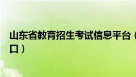 山东省教育招生考试信息平台（山东省教育招生考试官网入口）