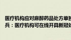 医疗机构应对麻醉药品处方单独存放至少保存多少年（潘益兵：医疗机构可在线开具新冠处方）