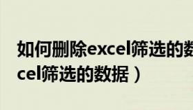 如何删除excel筛选的数据内容（如何删除excel筛选的数据）