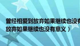 曾经相爱到放弃如果继续也没有意义是什么歌（曾经相爱到放弃如果继续也没有意义）