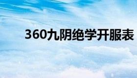 360九阴绝学开服表（360九阴绝学）