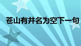 苍山有井名为空下一句（苍山有井名为空）