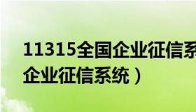 11315全国企业征信系统官网（11315全国企业征信系统）